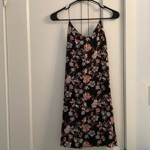 Fun black floral dress with attached slip
